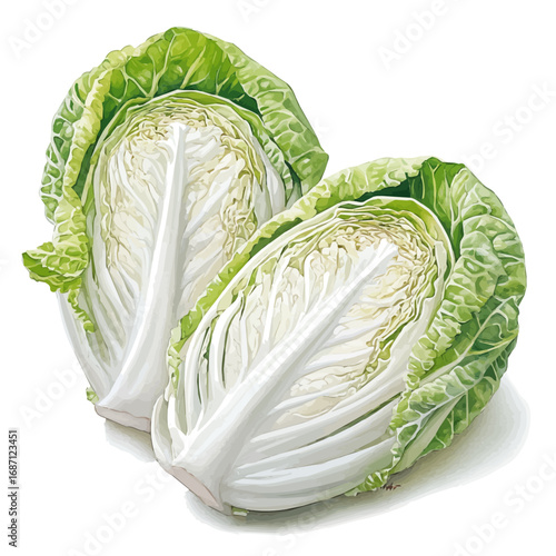 Napa Cabbage, watercolor drawing vector, isolated on a white background.