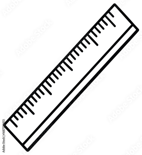 Vector drawing of a metric ruler and a pencil, useful tools for measuring length