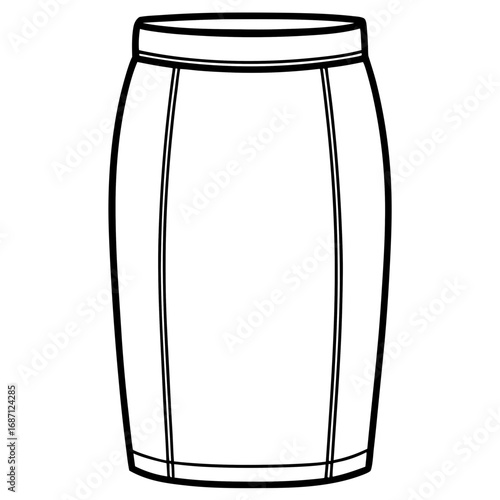 Clean Line Art Pencil Skirt Design