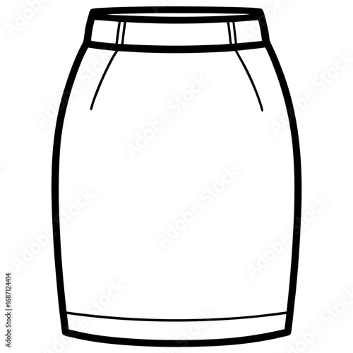 Clean Line Art Pencil Skirt Design
