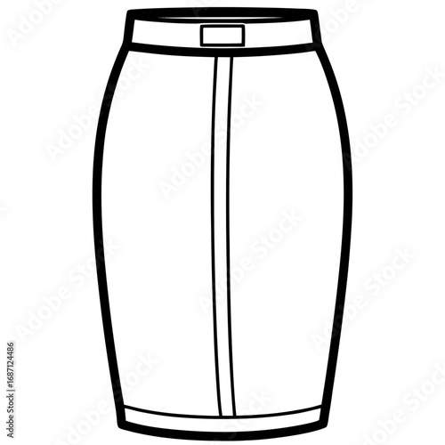 Clean Line Art Pencil Skirt Design