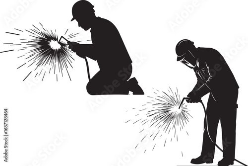 Welder Silhouettes Vector