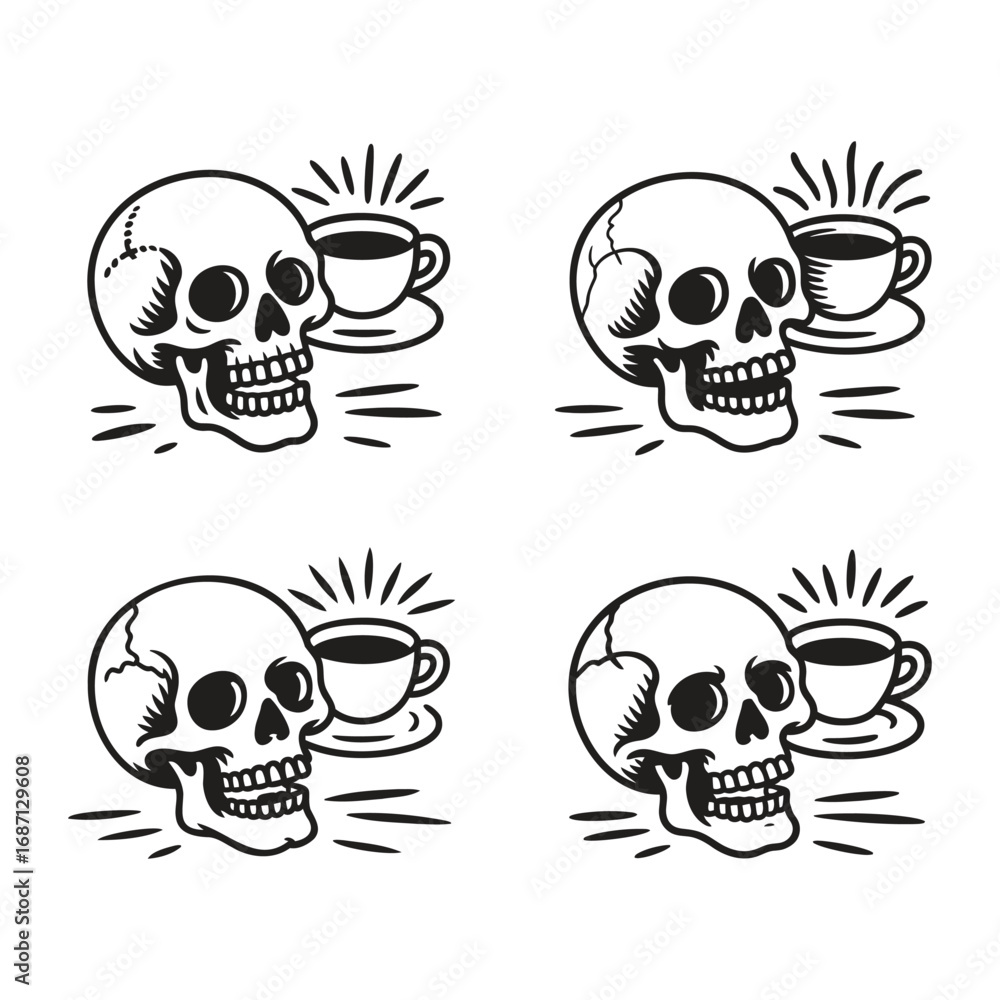 Fototapeta premium A vector illustration of a vintage skull and crossbones design with bones and a pirate sign for a Halloween tattoo
