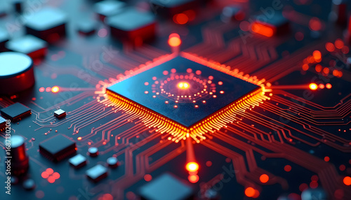 Macro View of Futuristic Quantum Computer Processor