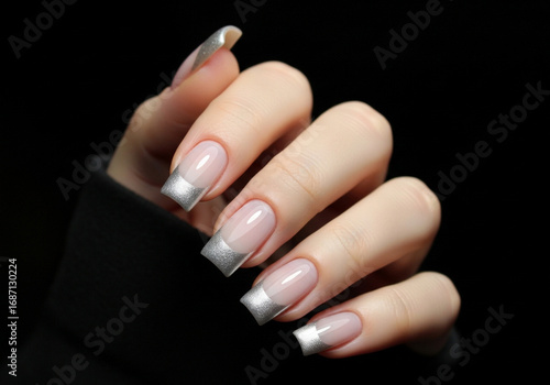 Silver french tip manicure nail art designs ideas trends inspiration nail polish for square shaped nails