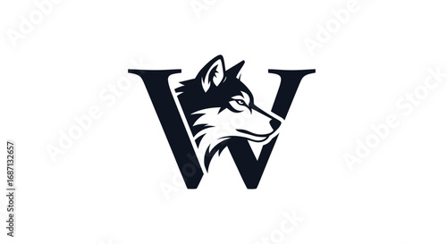Stylized Wolf Head Integrated into a Bold Letter W Logo Design.