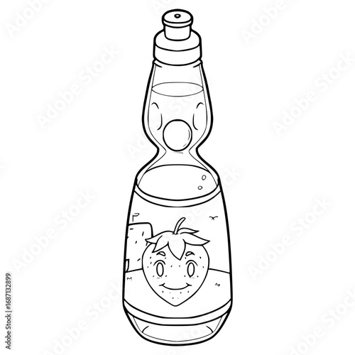 strawberry ramune illustration hand drawn outline vector