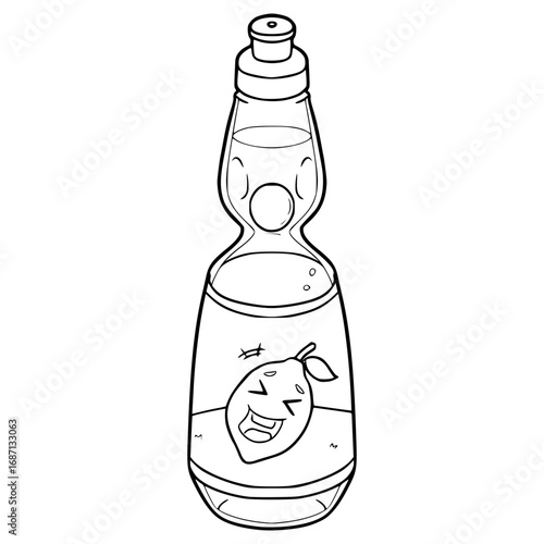lemon ramune illustration hand drawn outline vector