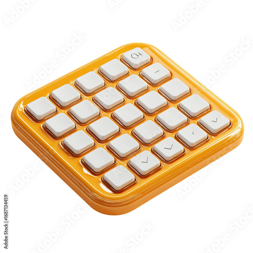 A bright, square, orange keyboard with white keys