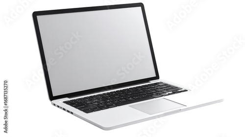 Stylish Laptop : A flat lay of a stylish laptop with a sleek design, isolated on a Transparent background, PNG file.