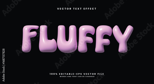 Fluffy 3d inflated Style editable text effect template Suitable for Cute Style