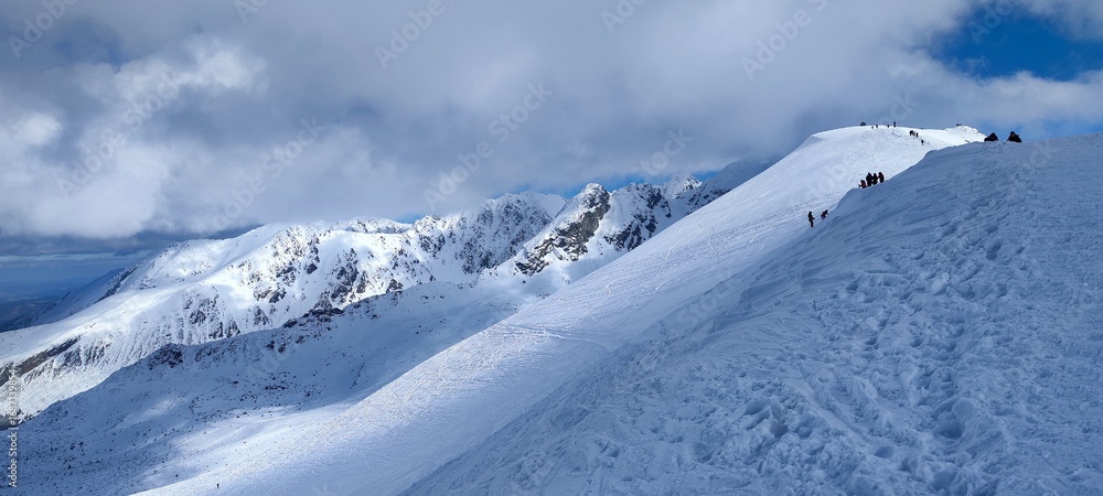Fototapeta premium ski resort in Poland, people walking up