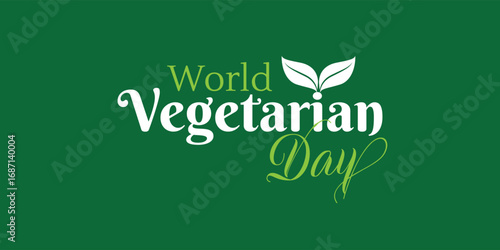 World Vegetarian Day Logo Celebration isolated template background banner poster card flyer green vegetable concept idea vector design 