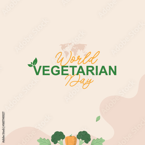 World Vegetarian Day Logo Celebration isolated template background banner poster card flyer green vegetable concept idea vector design 