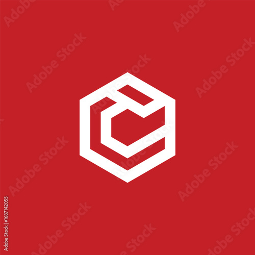 Initial Letter C Geometric Hexagon Logo Design Vector Template
