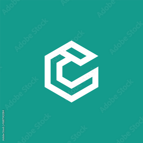 Initial Letter C Geometric Hexagon Logo Design Vector Template