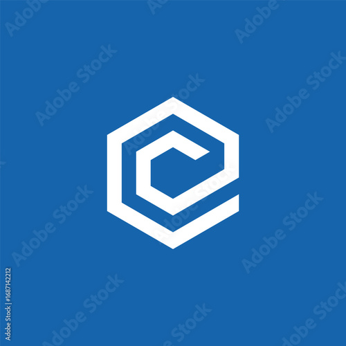 Initial Letter C Geometric Hexagon Logo Design Vector Template