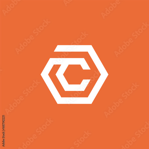 Initial Letter C Geometric Hexagon Logo Design Vector Template