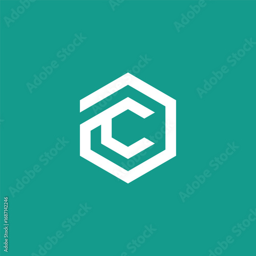 Initial Letter C Geometric Hexagon Logo Design Vector Template