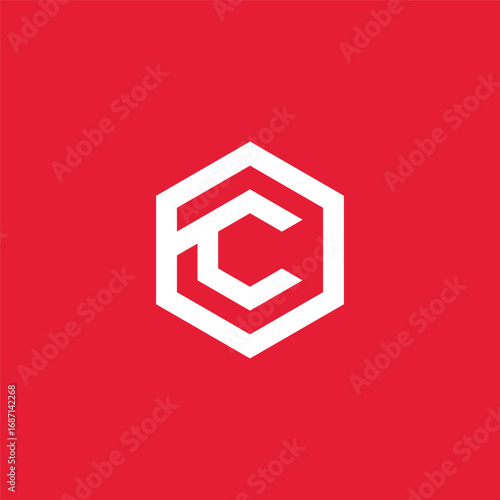 Initial Letter C Geometric Hexagon Logo Design Vector Template