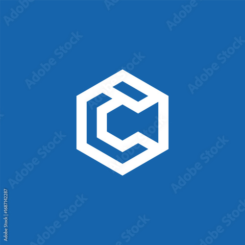 Initial Letter C Geometric Hexagon Logo Design Vector Template
