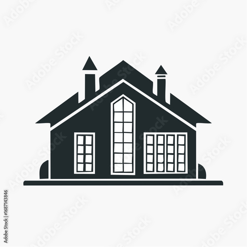Stylized residential house vector icon