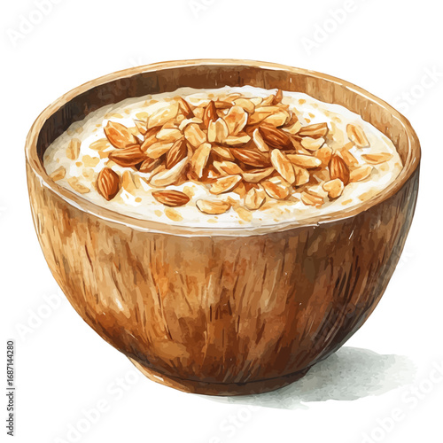 watercolor of Kheer, vector, isolated on a white background.