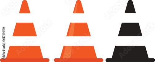 Traffic cone icon set. Road cone icon vector. Road divider with cones. Roadblock or Road barrier mark for apps or websites, symbol illustration