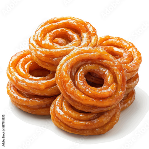 Jalebi, watercolor vector, isolated on a white background.