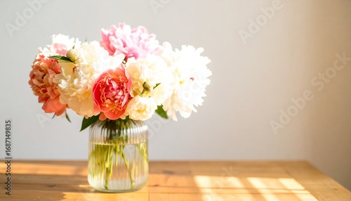 Wallpaper Mural Bouquet of peonies in a vase, sunlight Torontodigital.ca