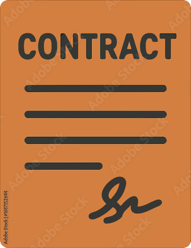 Contract Document Icon: A meticulously crafted icon showcases a formal contract with clear lines and a signature. Signifying agreement, legal documents, and the core of business transactions.
