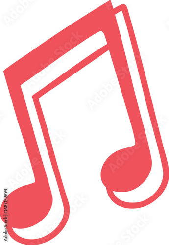 Photos Bold Red Music Note Icon – Simple Flat Style Musical Symbol Vector for Audio App