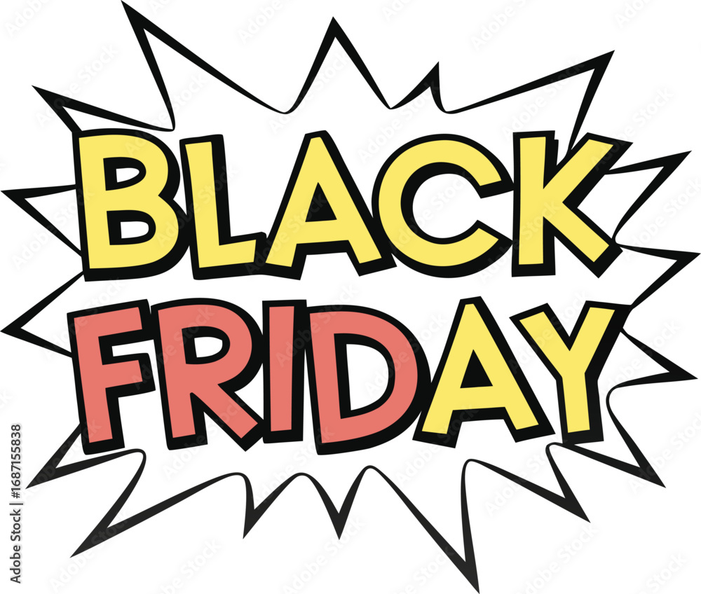 Fototapeta premium Black Friday Sale Announcement vector in retro style on transparent background