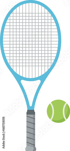 Modern tennis racket and ball clean vector art sports equipment icon vector