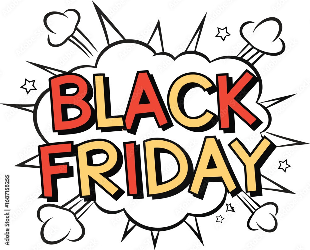 Fototapeta premium Black Friday Sale Announcement vector in retro style on transparent background