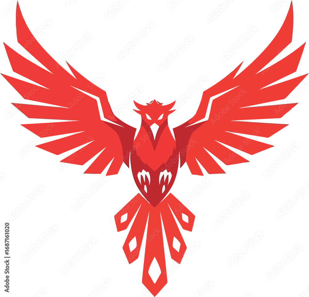 Fototapeta premium Fiery red phoenix bird symbol mascot emblem graphic art vector
