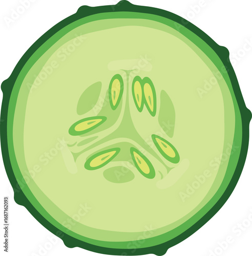 Fresh cucumber slice close up vibrant green healthy food ingredient natural vector