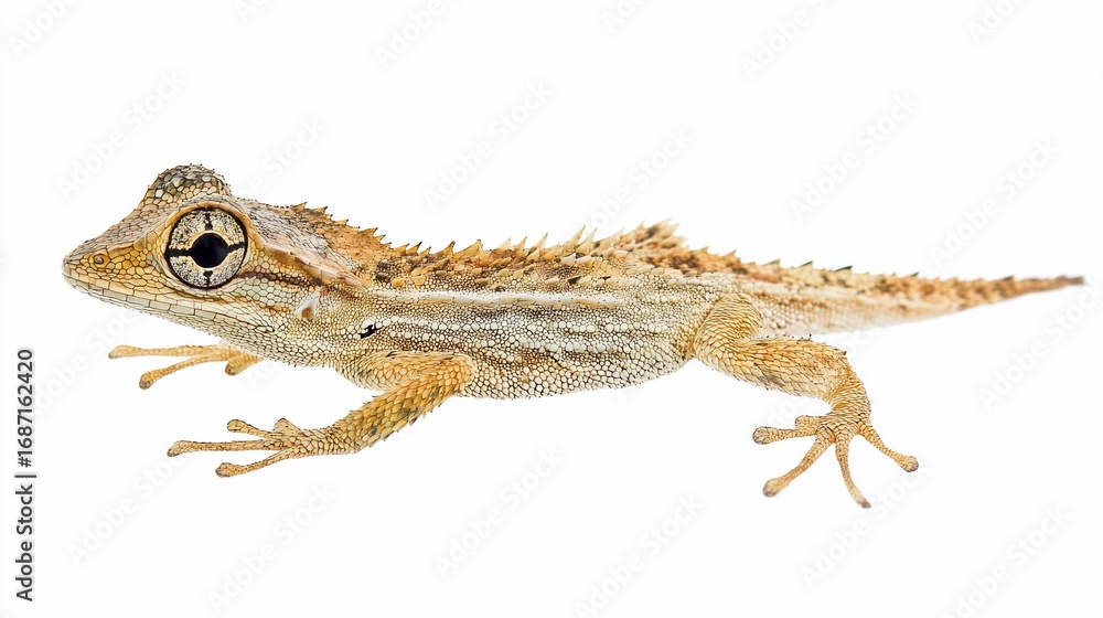 Obraz premium Brown lizard with spiky back on white