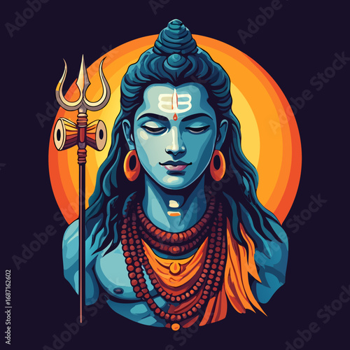 Peaceful Lord Shiva Focused and Serene.