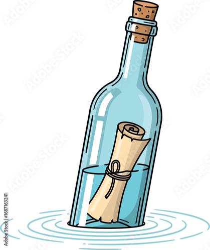 Message in a bottle floating on water a symbol of hope communication and discovery vector
