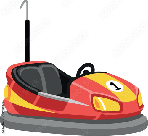 Retro red bumper car fun fair ride carnival amusement park attraction vector