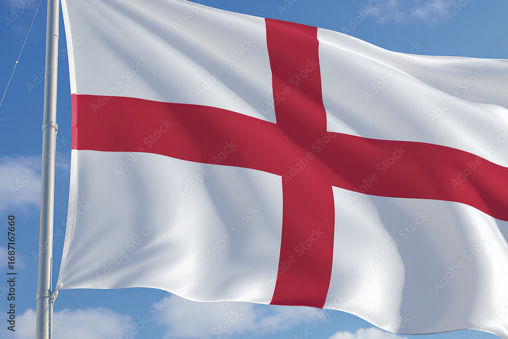 Fototapeta premium AI generated. Close up from the St George's flag. England, United Kingdom Patriotism