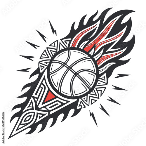Basketball ball vector illustration design icon symbol art element fire pattern