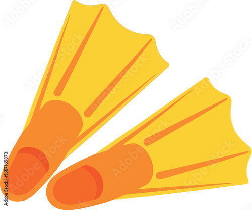 Vibrant yellow swim fins for water sports snorkeling diving aquatic adventure fun vector