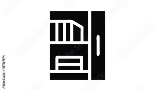 Simple black and white icon of a bunk bed