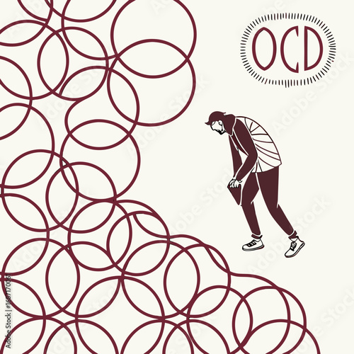 Conceptual illustration of a person struggling with the repetitive cycle of Obsessive-Compulsive Disorder