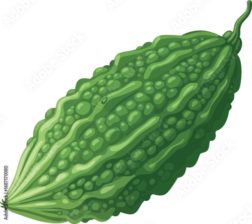 Healthy bitter melon vegetable isolated fresh organic food ingredient culinary vector