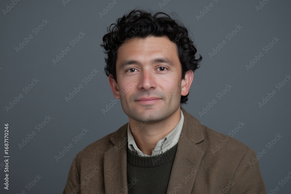 Obraz premium Portrait of a stylish man with curly hair