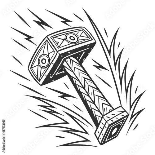 Hammer of Thor Mythical Weapon Illustration
