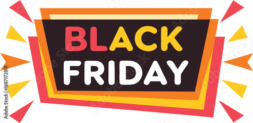 Black Friday text banner vector on transparent background. Black Friday sale